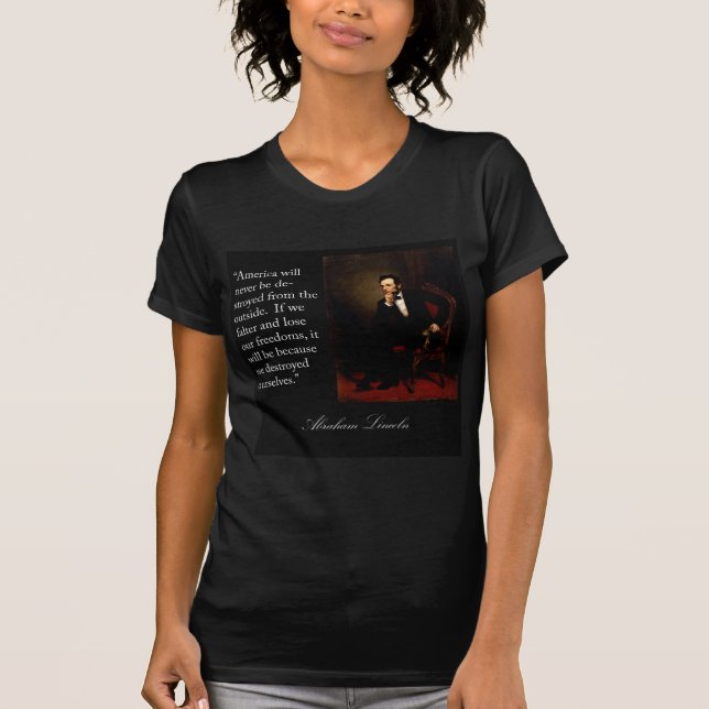 T-shirt Citation et portrait d'Abraham Lincoln (Devant)