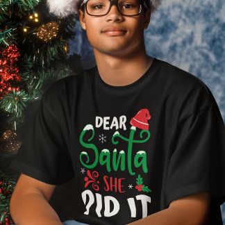 T-shirt Citation festive drôle rouge vert Père Noël Noël