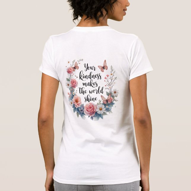 T-shirt Citation florale inspirante avec papillons (Dos)