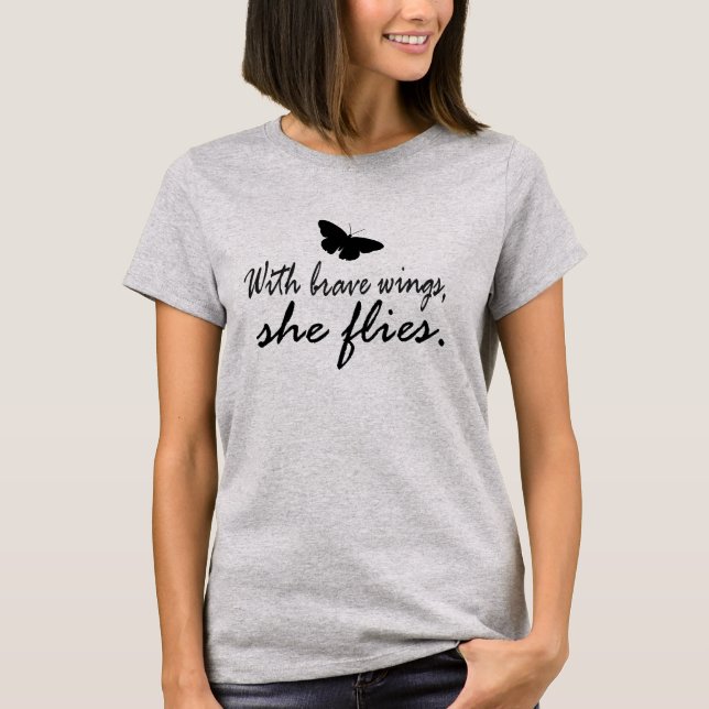 T-shirt Citation Inspirationnelle : Avec Des Ailes Courage (Devant)