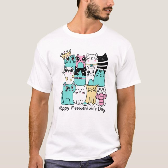 T-shirt Citation Kitty Happy Meowentine's Day Funny Valent (Devant)