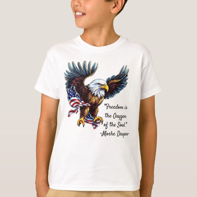 T-shirt Citation "Liberté" avec American Eagle et drapeau (Devant)