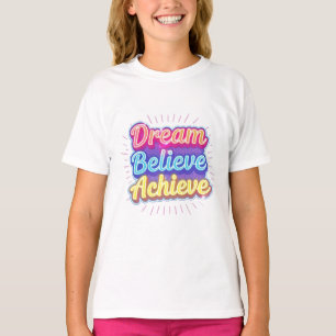 T-shirt Citation motivationnelle néon 'Rêver croire réussi