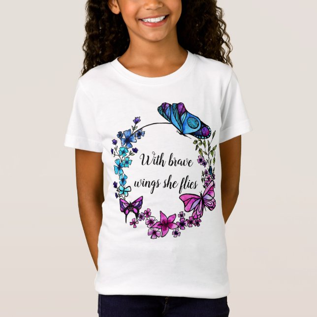 T-Shirt Citation ou nom faite sur commande de papillon et (Devant)