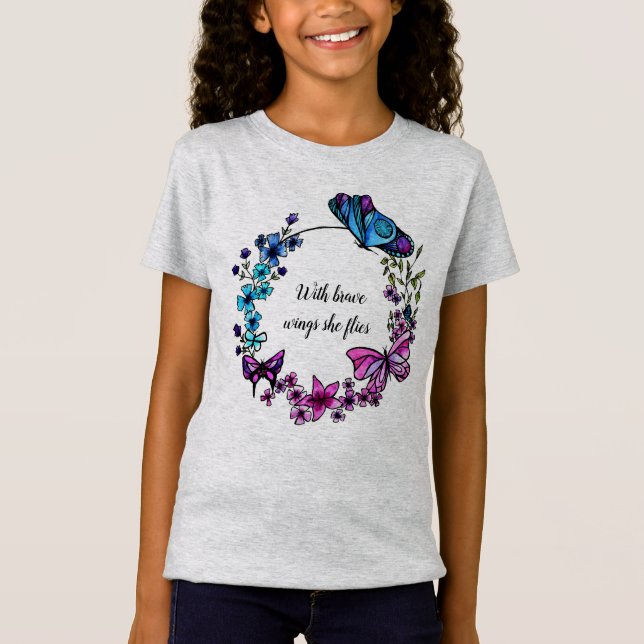 T-Shirt Citation ou nom faite sur commande de papillon et (Devant)