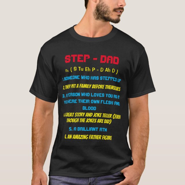 T-shirt Citation Papa Par Étape Typographie Noir (Devant)