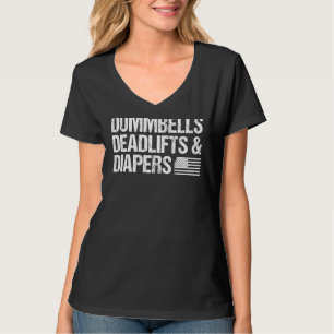 T-shirt Citation Parentale Gym Drapeau Américain Dumbbells