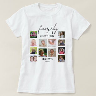 T-shirt Citation Personalized 12 Photo Collage Nom de fami