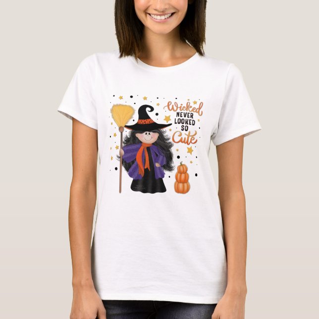 T-shirt Citation piquante de la sorcière mignonne Hallowee (Devant)