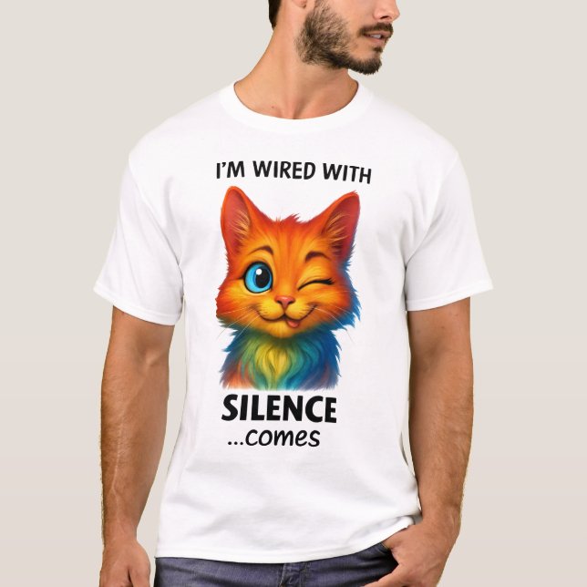 T-shirt Citation Poétique Drôle Branché Sur Le Silence (Devant)