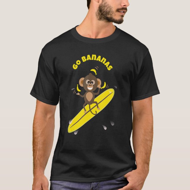 T-shirt Citation populaire Go Bananas Monkey Surfing (Devant)