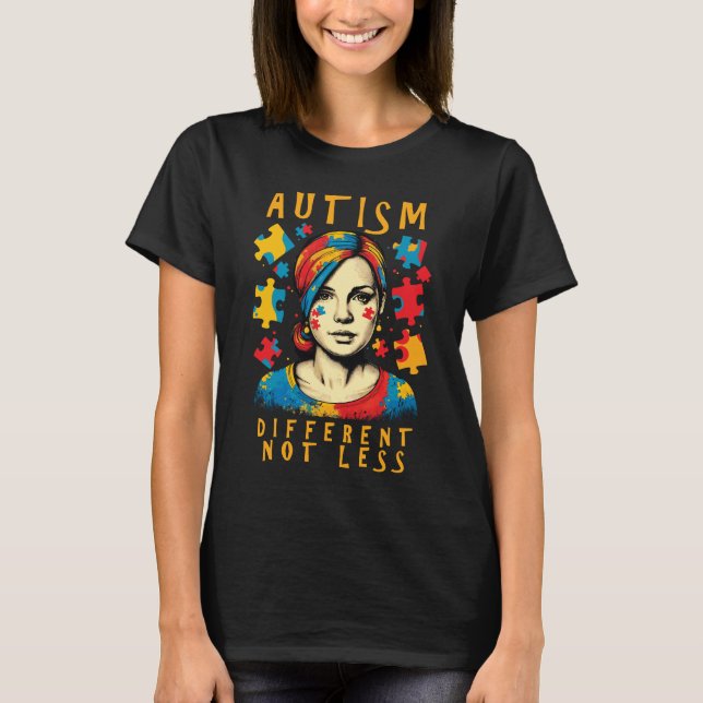 T-shirt Citation Positive Différente Pas Moins Sensibilisa (Devant)