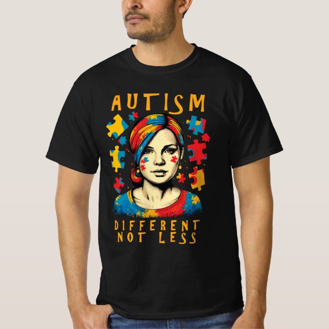 T-shirt Citation Positive Différente Pas Moins Sensibilisa (Devant)