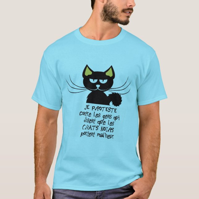 T-shirt citation proteste chat noir portent malheur contre (Devant)