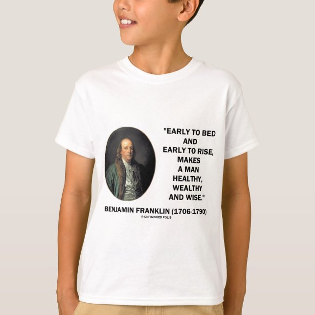 T-shirt Citation sage riche saine de Benjamin Franklin (Devant)