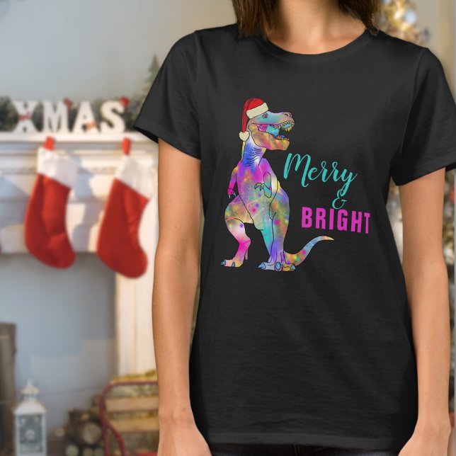 T-shirt Citation T-Rex Père Noël amusante et brillante (Merry and bright funny Christmas dinosaur T-shirt )