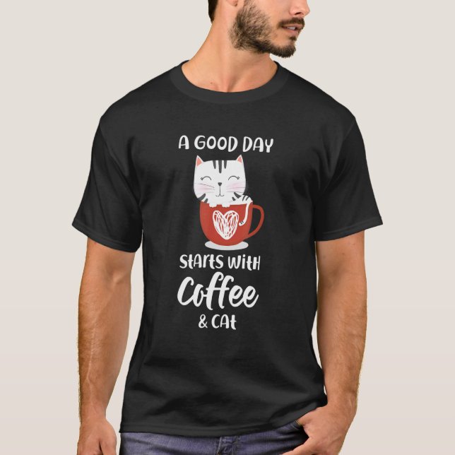 T-shirt Citation Tasse de Café Chaton (Devant)