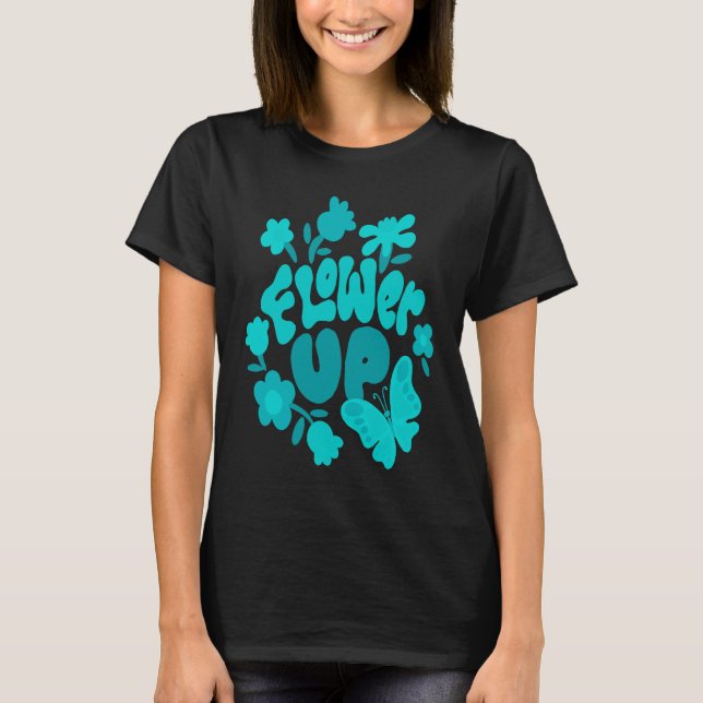 T-shirt Citation Turquoise vintage Papillon et Fleur (Devant)
