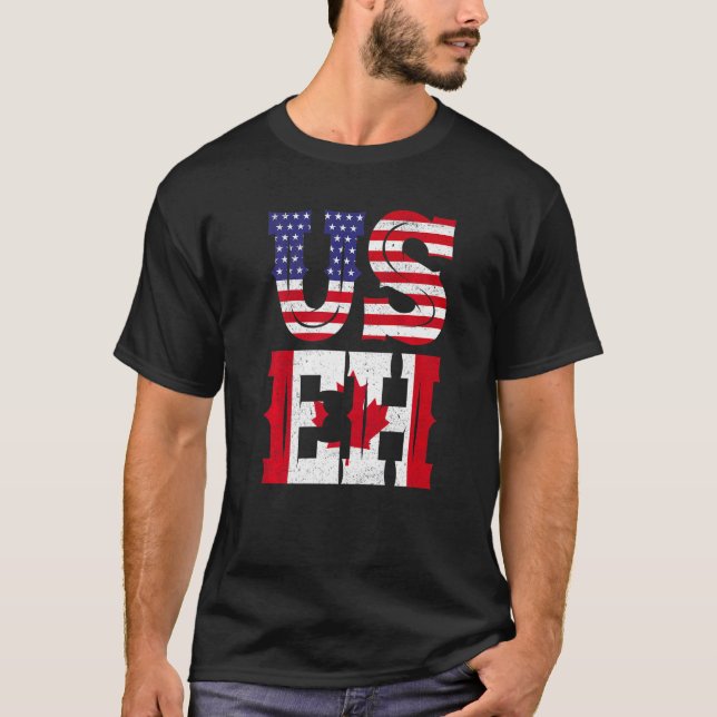T-shirt Citation Us Eh American Canadian Meme (Devant)