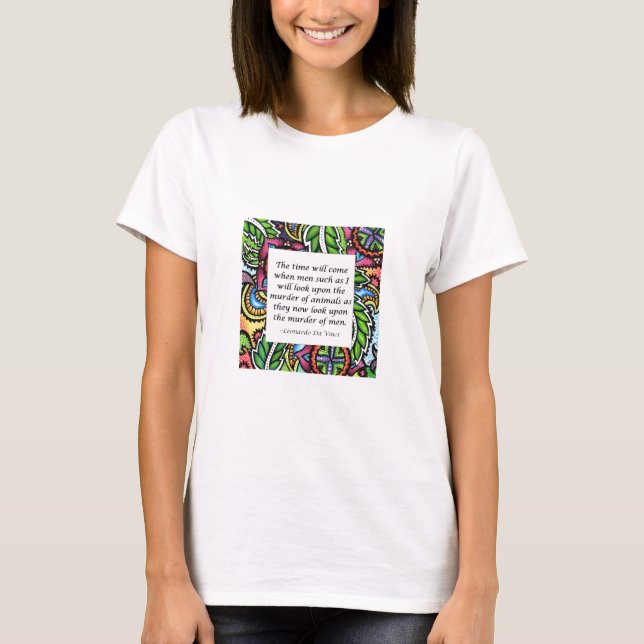 T-shirt Citation végétarienne de Leonardo da Vinci (Devant)