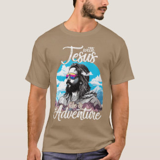 T-shirt Citation Vintage Avec Jésus la vie est une Aventur