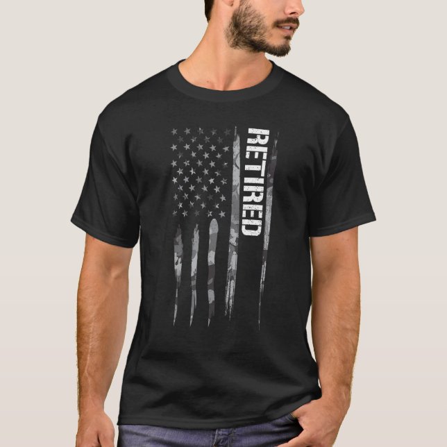 T-shirt Citations de drapeau américain retraité vétéran (Devant)