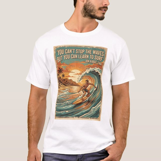 T-shirt citations surfant sur un design de style rétro (Devant)