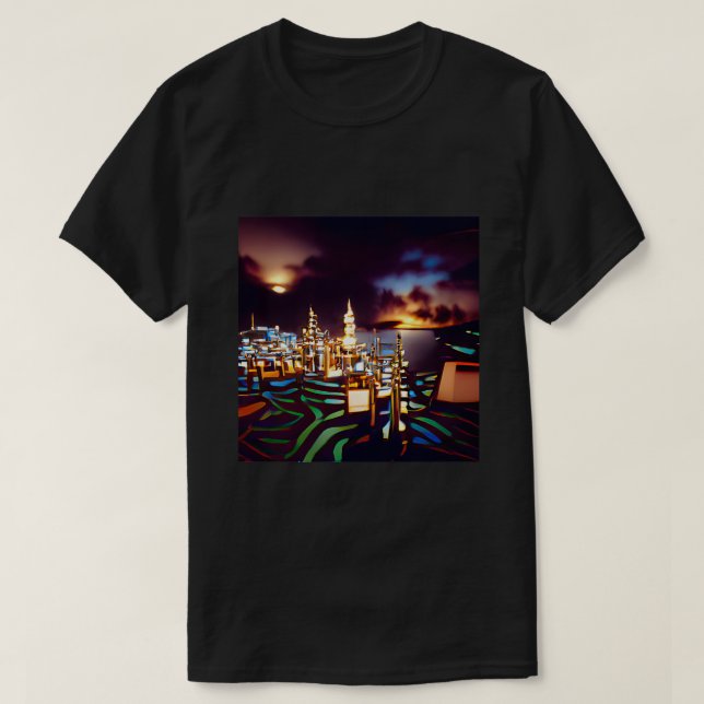 T-shirt Cité des lumières Art déviant en 1990 style d'arc (Design devant)