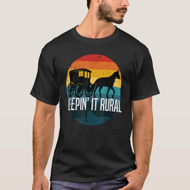 T-shirt Citer Amish Avec Cheval Et Buggy Garder Il Réel R (Devant)