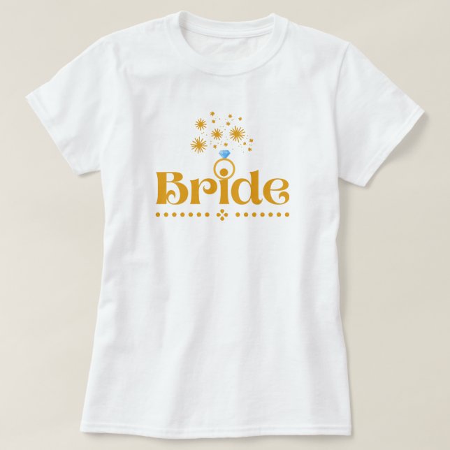 T-shirt Citer Bride poule Night Diamond Or Mariage anneau  (Design devant)