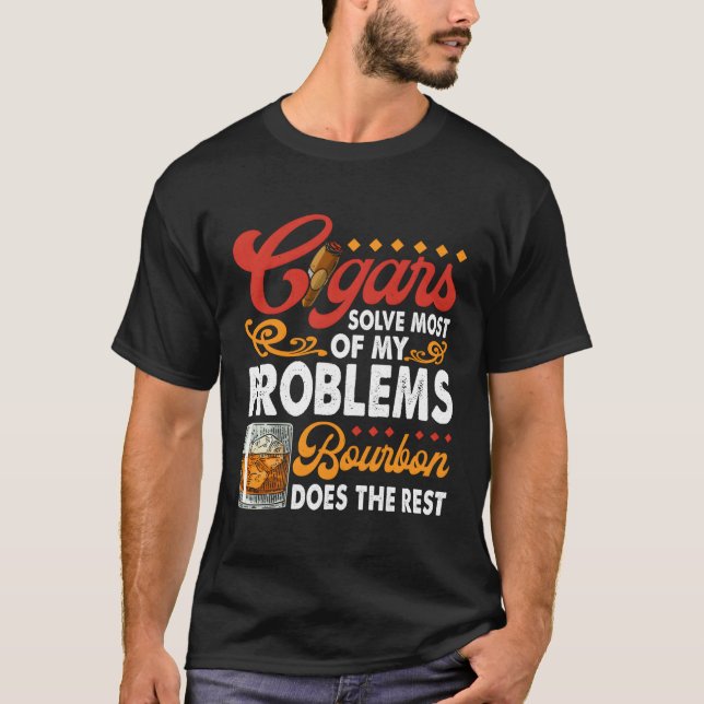 T-shirt Citer Cigar Fumer Et Whiskey Bourbon Humour (Devant)