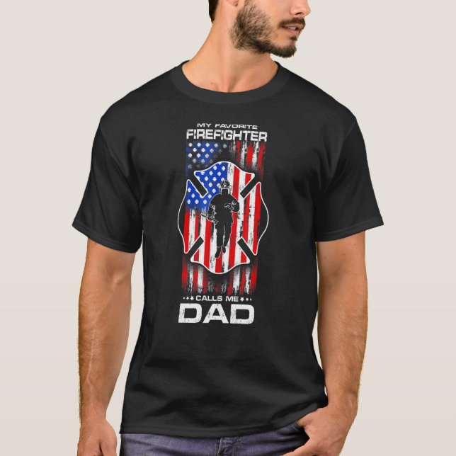 T-shirt Citer Mon Favori Firefighter Distressed Usa (Devant)