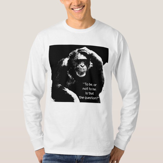 T-shirt Citer Pop Art Penser Singe Homme's Long Sleeve (Devant)