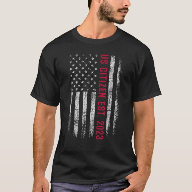 T-shirt Citoyen Américain Est. 2023 États-Unis Citoyenneté (Devant)