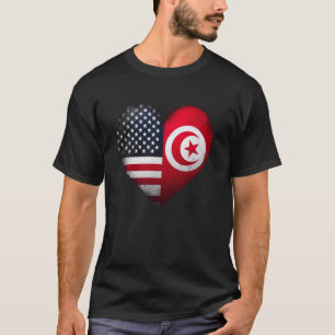 T-shirt Citoyenneté double USA Tunisie cœur