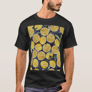 T-shirt Citron, branche d'olivier, vintage sans soudure.