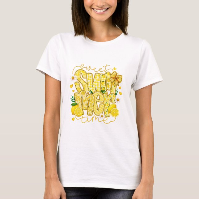 T-shirt Citron doux d'été jaune aquarelle citron (Devant)