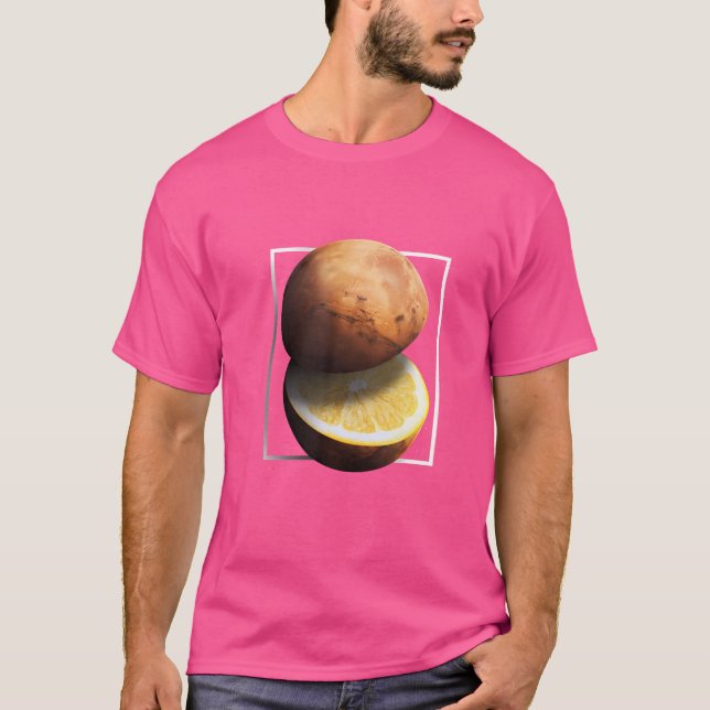 T-shirt Citron Mars Planet Collage Espace Astronomie Fruit (Devant)