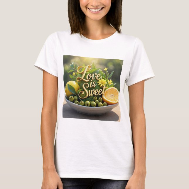 T-shirt Citrons ensoleillés, olives, tranches d'agrumes (Devant)