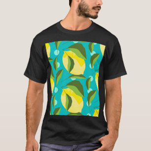 T-shirt Citrons Polka Point : Arrière - plan bleu.