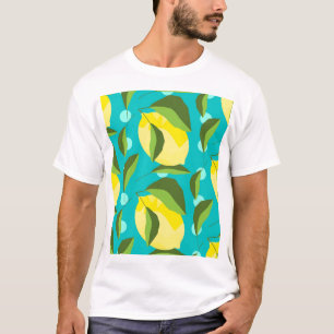 T-shirt Citrons Polka Point : Arrière - plan bleu.