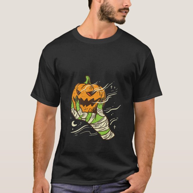 T-shirt Citrouille à main Zombie femme Jackolantern Retro  (Devant)