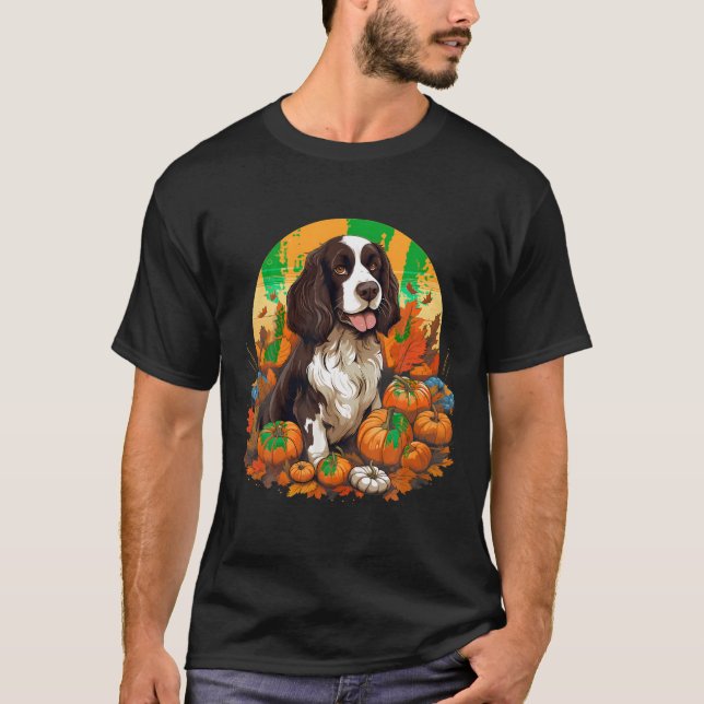 T-shirt Citrouille Anglais Springer espagnol chien Hallowe (Devant)