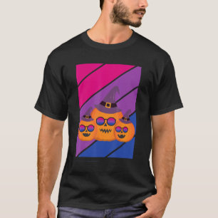 T-shirt Citrouille Avec Fierté Halloween Bisexuel Drapeau