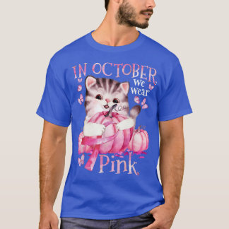 T-shirt Citrouille Chat Halloween En Octobre Nous Portons