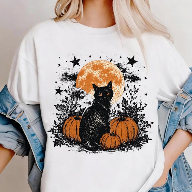 T-shirt Citrouille Chat Noir Halloween (Créateur téléchargé)