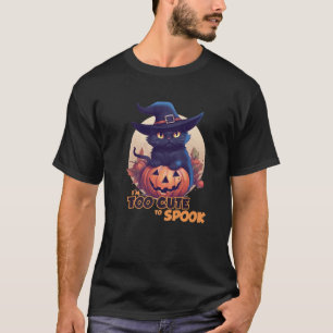 T-shirt Citrouille Chat Noir Je suis trop mignon pour parl