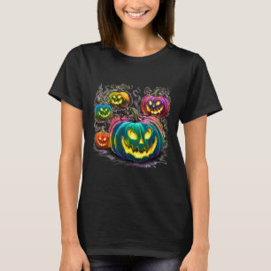 T-shirt Citrouille coloré Ghosts Jack-o'-lantern Halloween