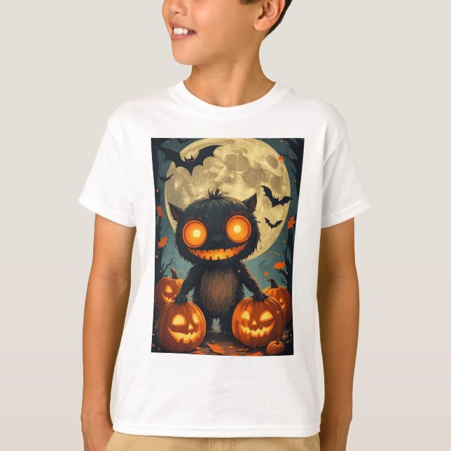 T-shirt Citrouille copain avec des amis Jack O Lantern (Devant)
