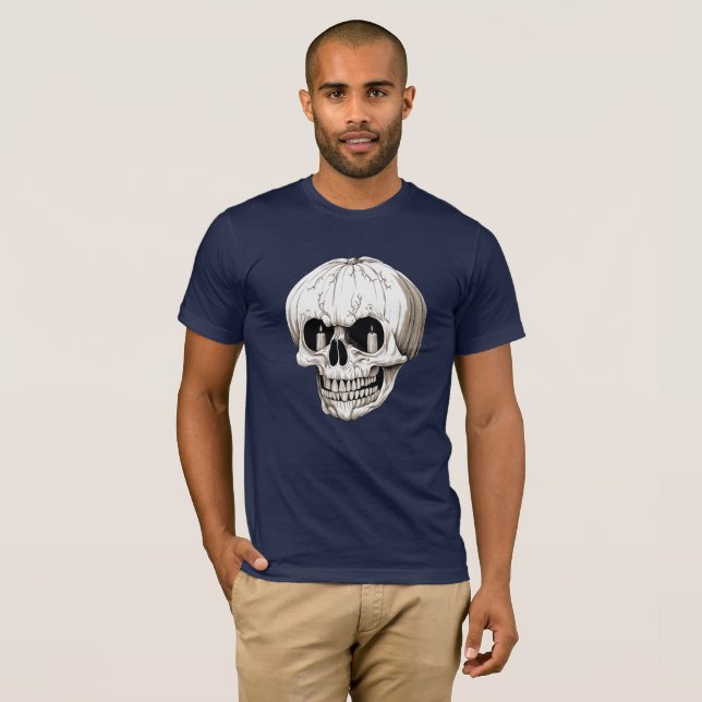 T-shirt Citrouille Crânienne Halloween Gothique (Devant entier)